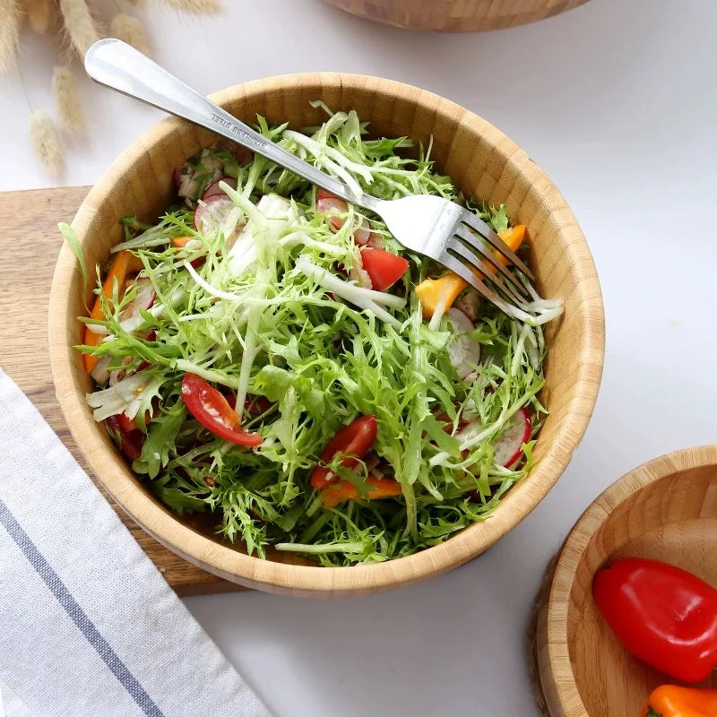EcoNest Kitchen Large Natural Bamboo Salad and Noodle Mixing Bowl, eco-friendly and chemical-free