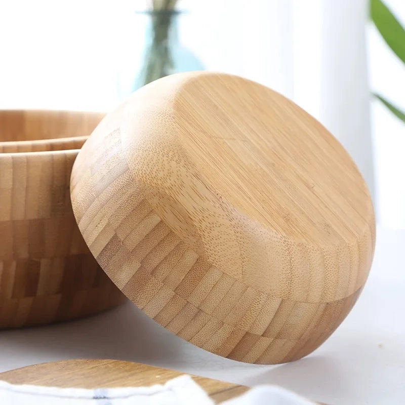 EcoNest Kitchen Large Natural Bamboo Salad and Noodle Mixing Bowl, eco-friendly and chemical-free