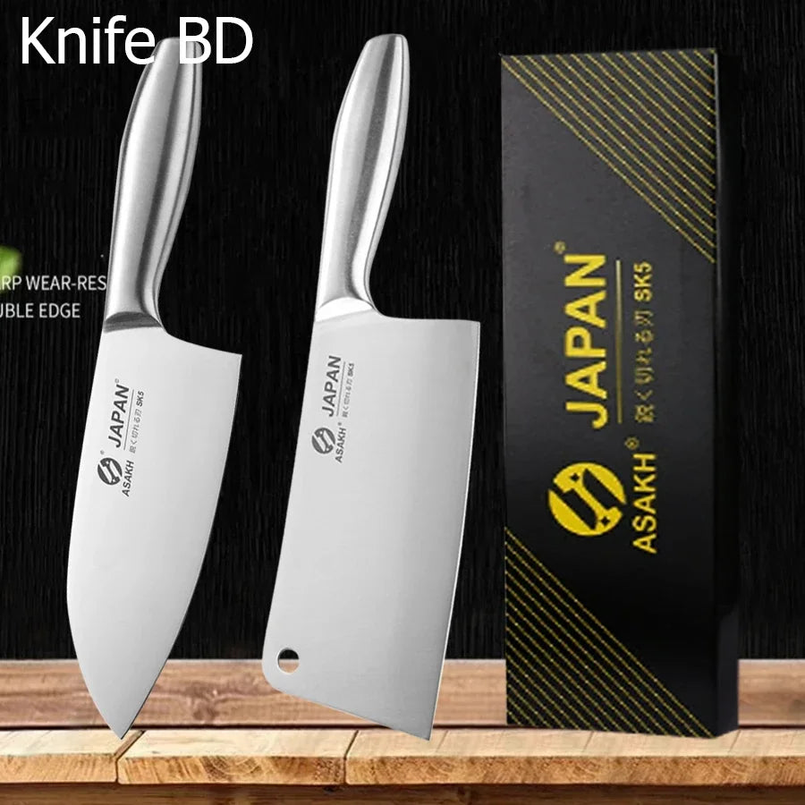 EcoNest Kitchen Professional Knives Set, featuring Japanese Santoku, fish boning, and butcher knives with stainless steel blades and ergonomic hollow handles.