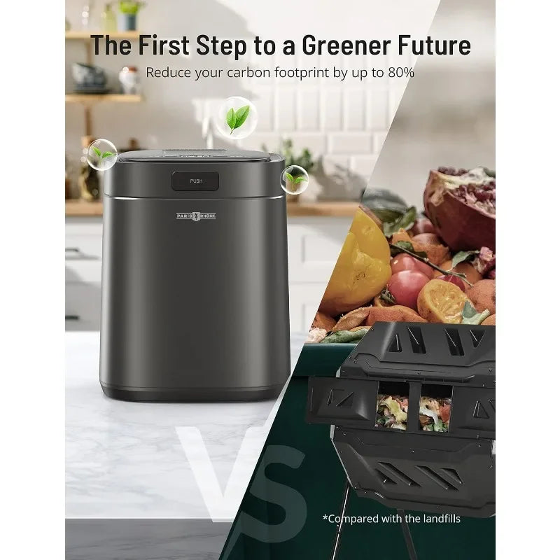 EcoNest Kitchen Smart Waste Kitchen Composter placed on a modern kitchen countertop, demonstrating its eco-friendly design and compact size for efficient indoor use.