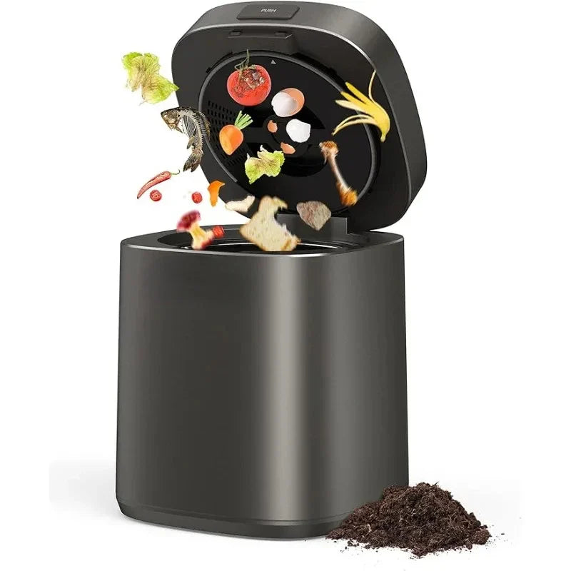 EcoNest Kitchen Smart Waste Kitchen Composter placed on a modern kitchen countertop, demonstrating its eco-friendly design and compact size for efficient indoor use.
