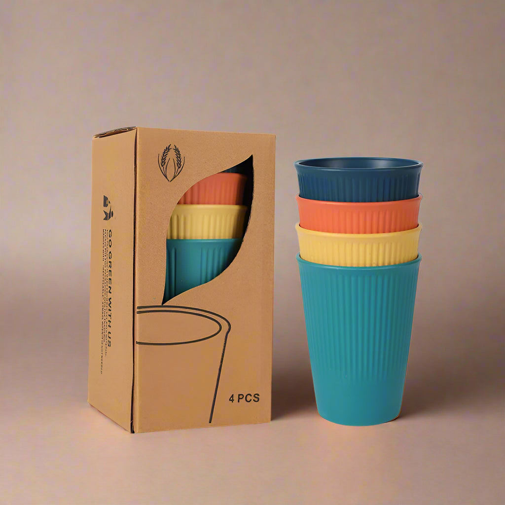 EcoNest Kitchen 4-Piece Biodegradable Wheat Straw Dinnerware Set in Candy Colors