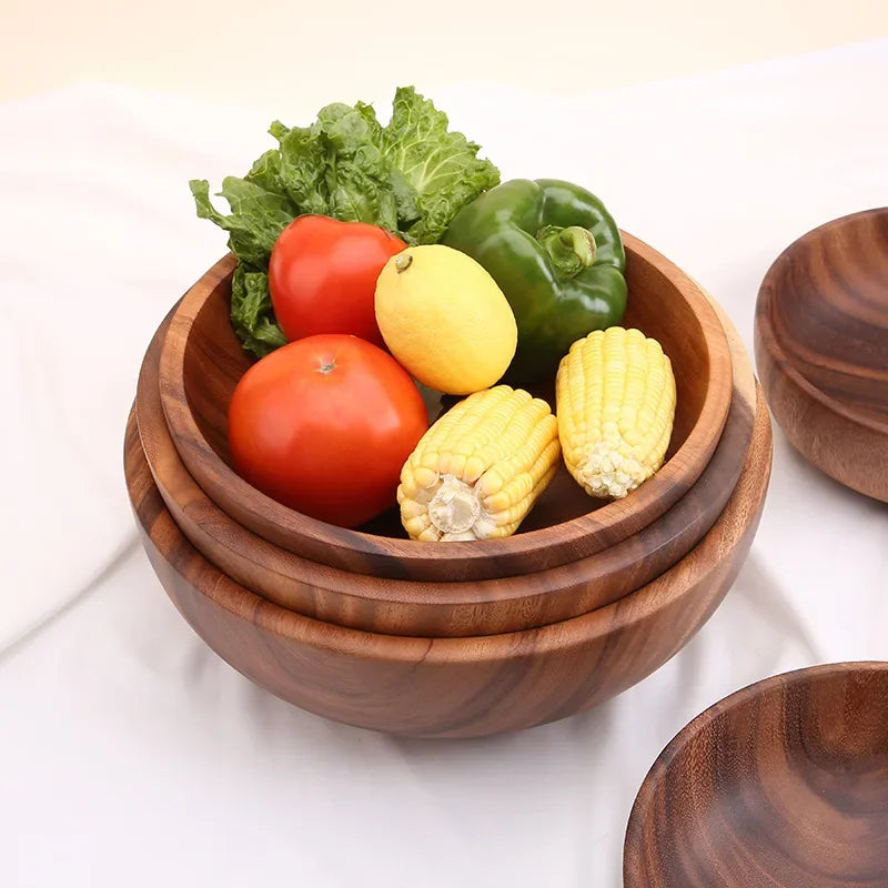 EcoNest Kitchen acacia wood dinner plate, round and solid design