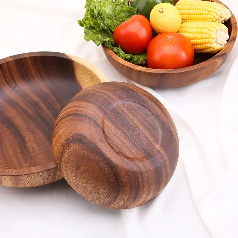 EcoNest Kitchen acacia wood dinner plate, round and solid design