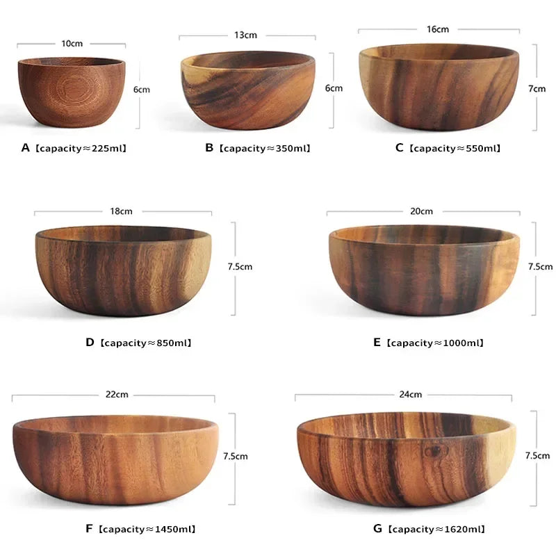 EcoNest Kitchen acacia wood dinner plate, round and solid design