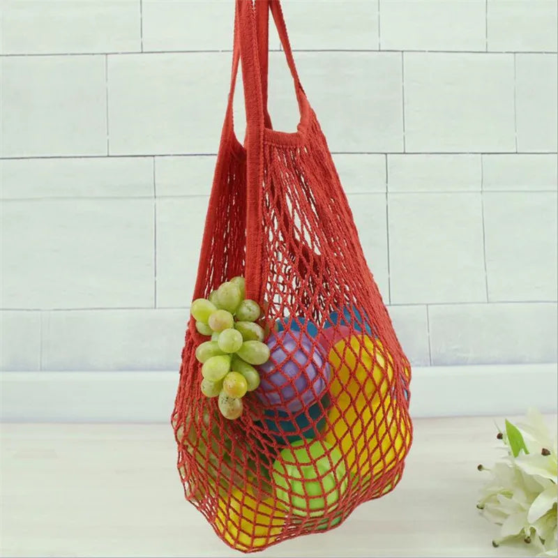 EcoNest Kitchen portable cotton mesh grocery bag with handle