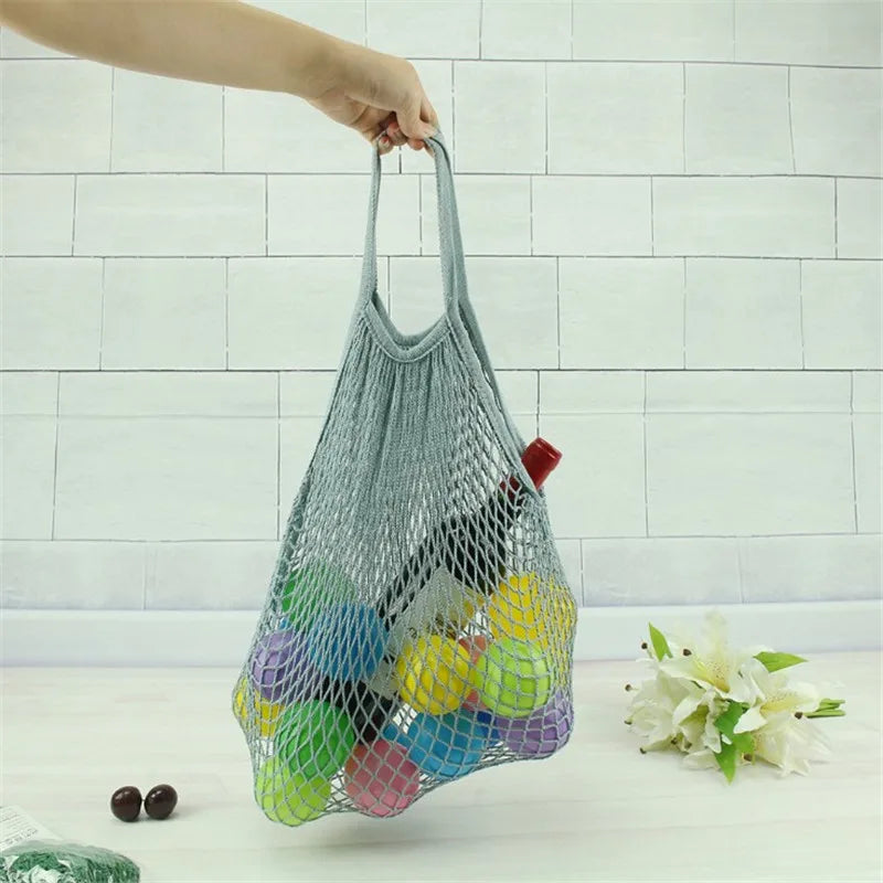 EcoNest Kitchen portable cotton mesh grocery bag with handle