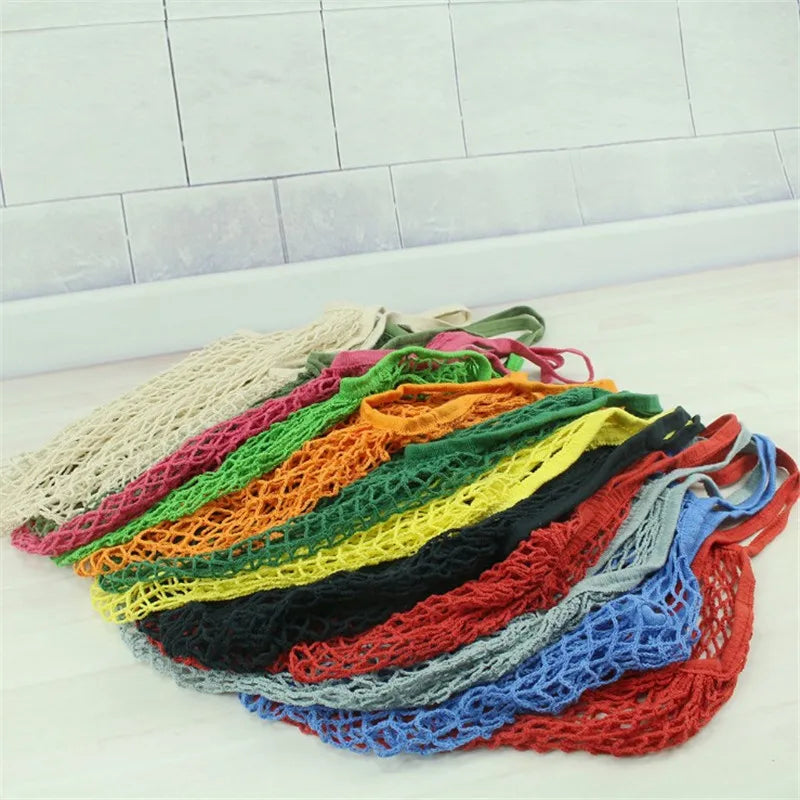EcoNest Kitchen portable cotton mesh grocery bag with handle
