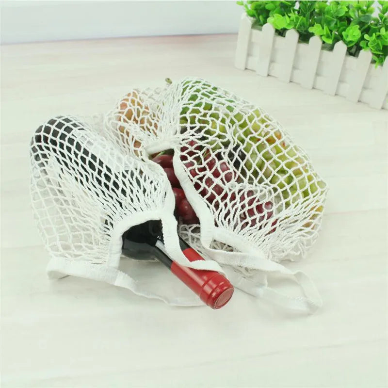 EcoNest Kitchen portable cotton mesh grocery bag with handle