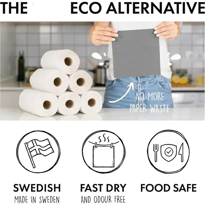 EcoNest Kitchen Swedish dishcloths, grey reusable kitchen cloths