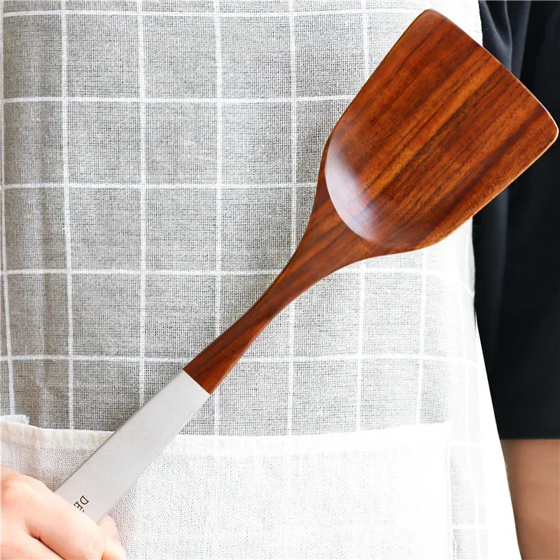EcoNest Kitchen Solid Teak Wood Rice Scoop & Spatula – Eco-Friendly Kitchen Tool Set