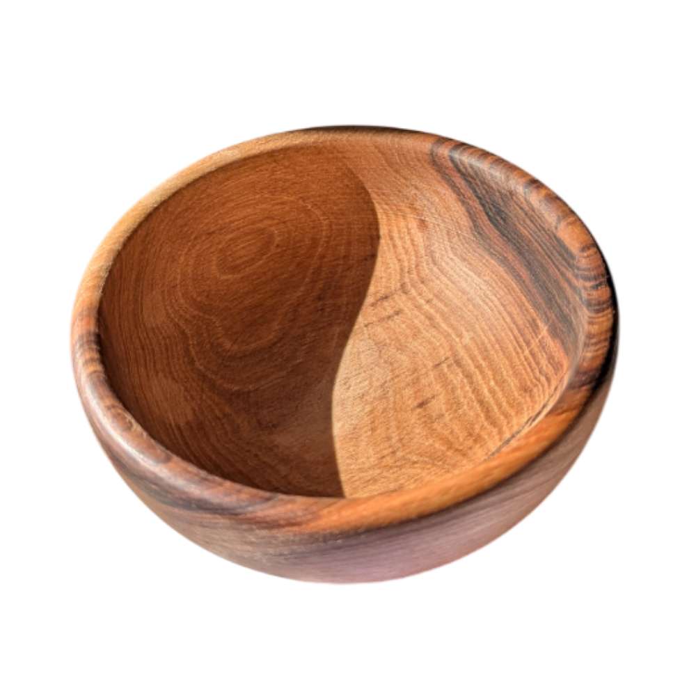 A set of six handcrafted walnut wooden bowls from EcoNest Kitchen, showcasing their smooth finish and natural wood color, ideal for serving and decor.