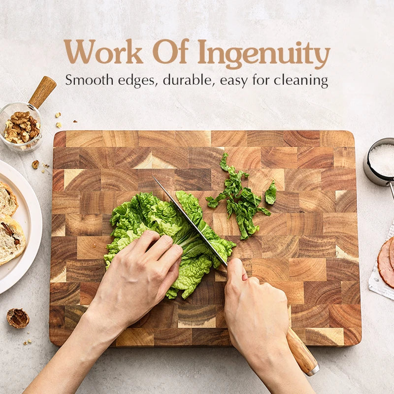 HEZHEN Double-Sided Acacia Wood Cutting Board