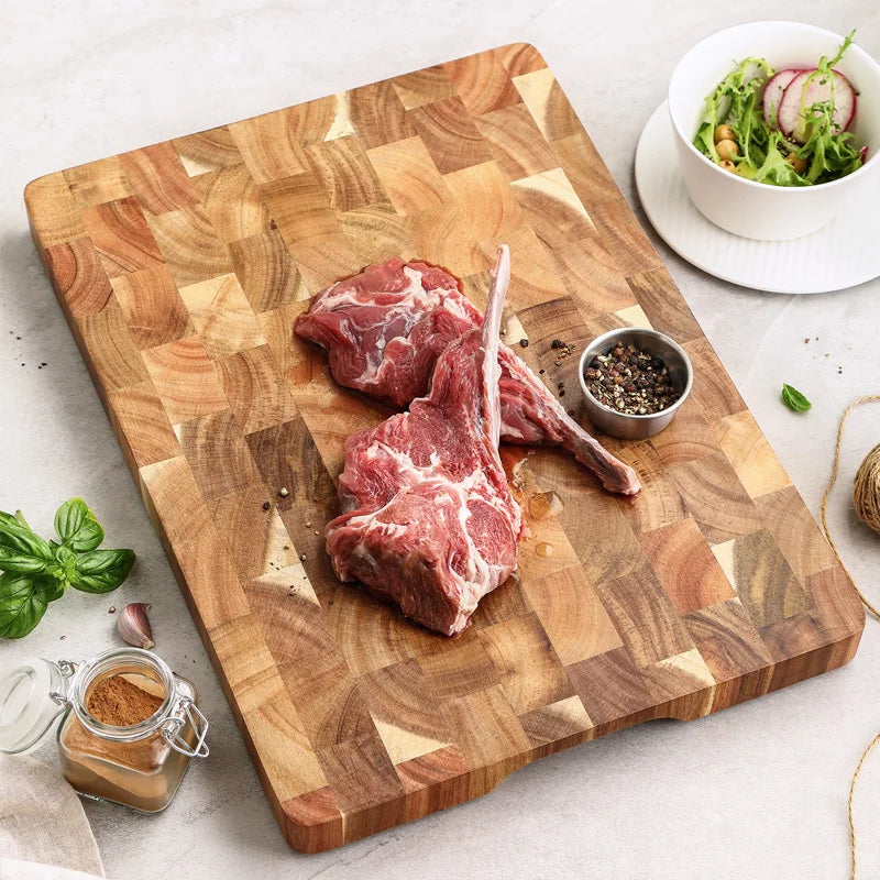 HEZHEN Double-Sided Acacia Wood Cutting Board