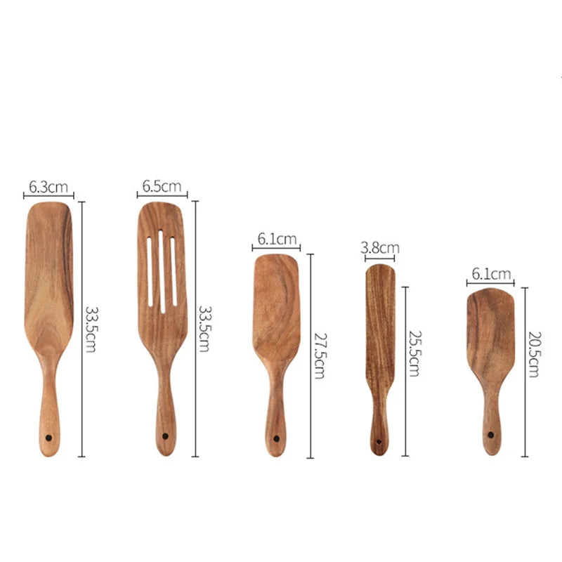 MEXQCH Teak Wood Spatula Set for Non-Stick Cookware