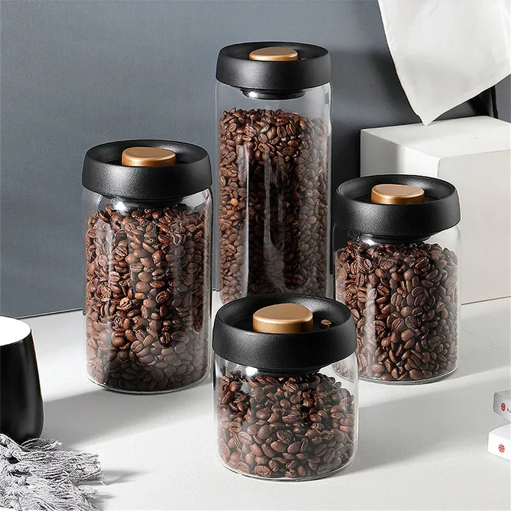 MYVIT vacuum-sealed glass food storage jar for coffee beans