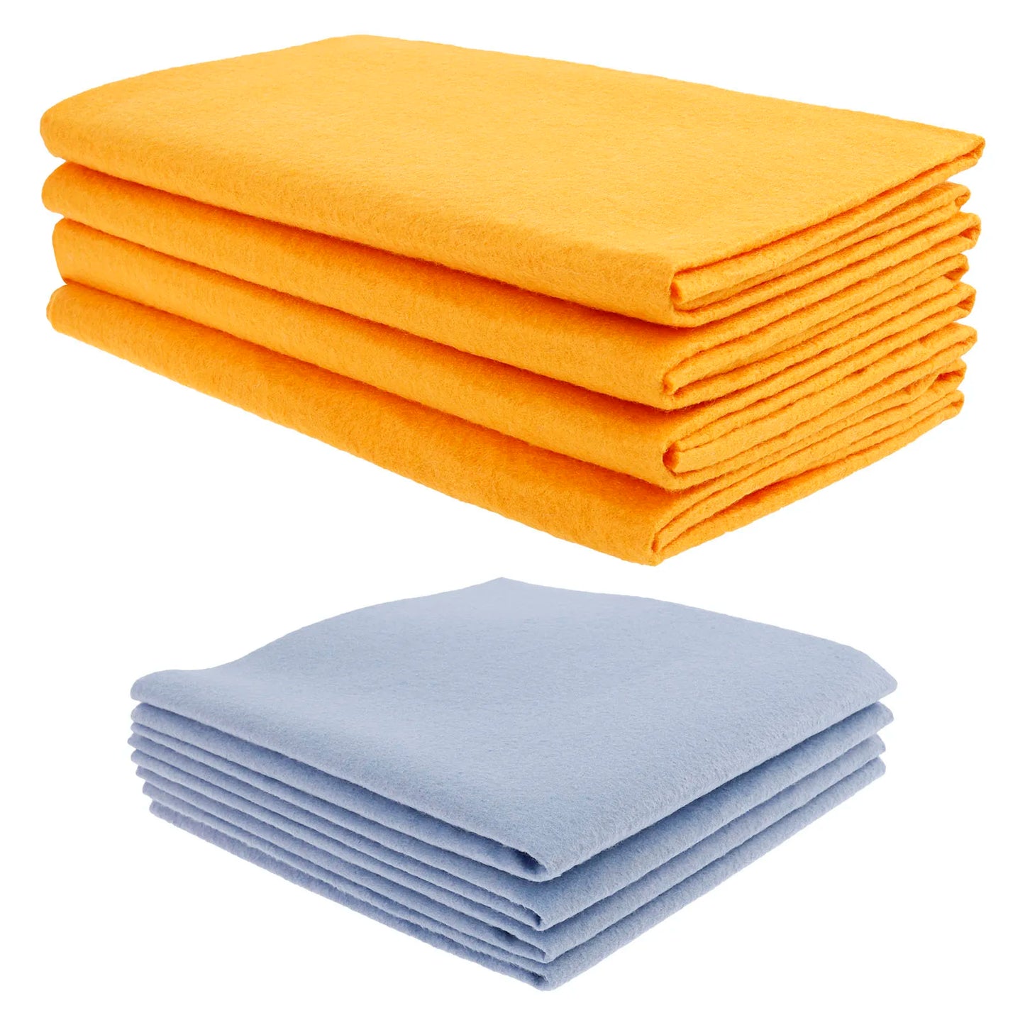 Set of ultra absorbent reusable shammy towels in assorted colors, ideal for eco-friendly cleaning in kitchens, bathrooms, and cars.