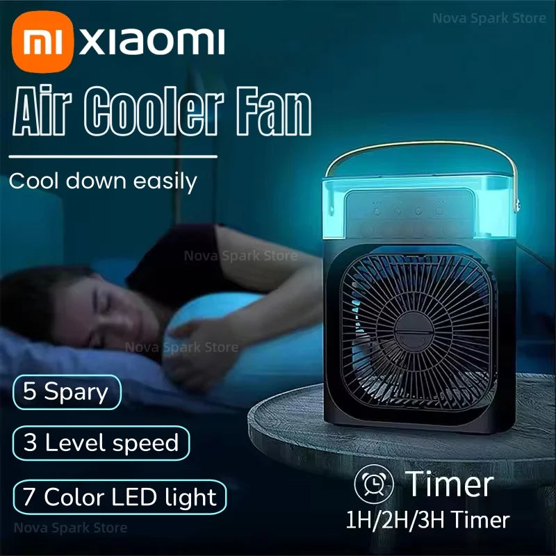 Xiaomi 3-in-1 Portable Air Conditioner Fan with LED Light and Humidifier – Eco-Friendly Personal Cooling
