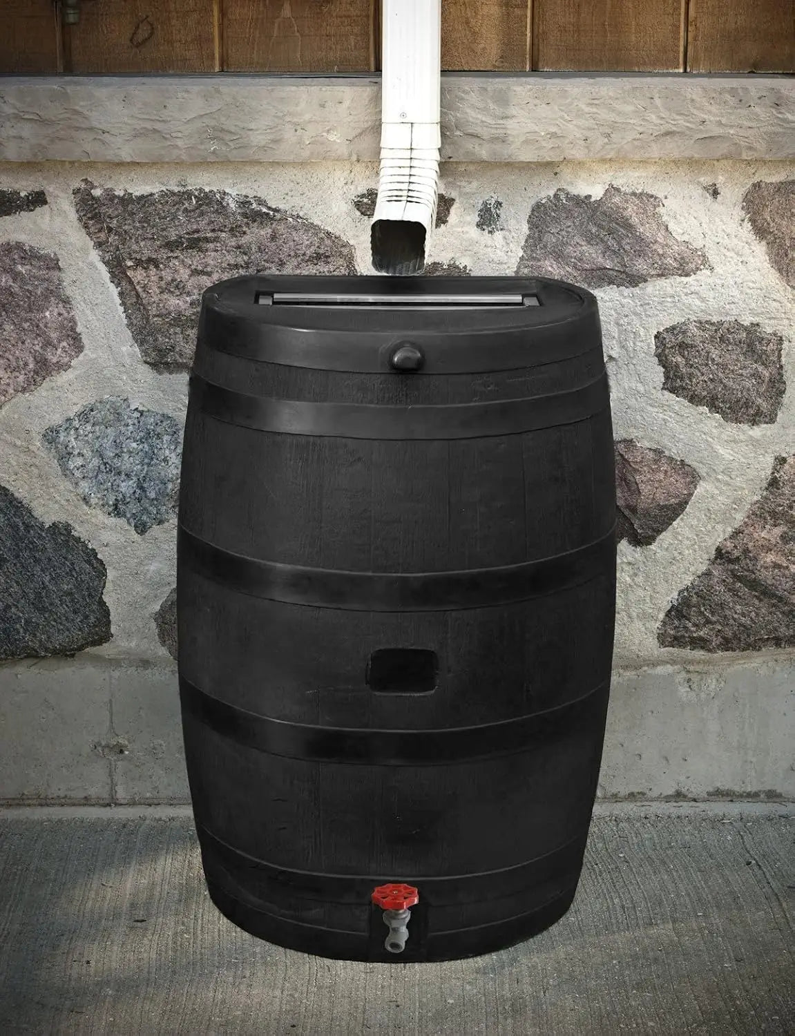 EcoNest Kitchen 50-Gallon Rain Water Collection Barrel in Black