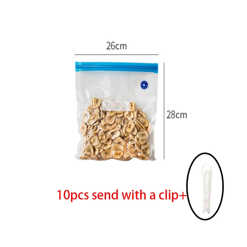 EcoNest Kitchen Vacuum Sealed Food Storage Bags - Reusable Compressed Air Packaging