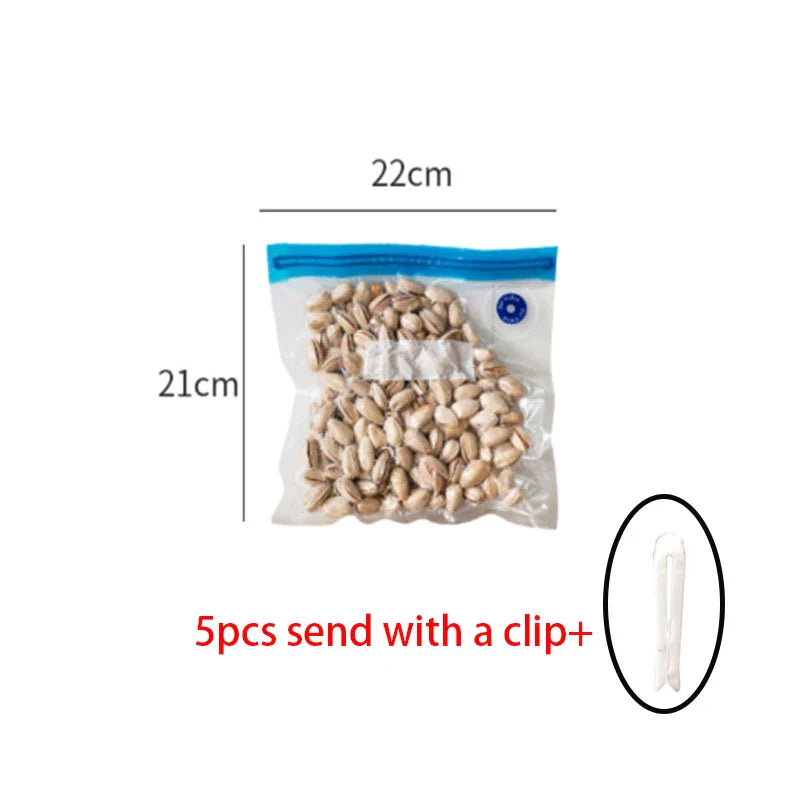 EcoNest Kitchen Vacuum Sealed Food Storage Bags - Reusable Compressed Air Packaging