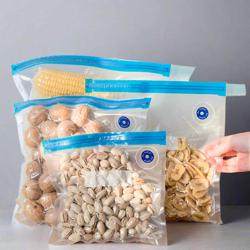 EcoNest Kitchen Vacuum Sealed Food Storage Bags - Reusable Compressed Air Packaging