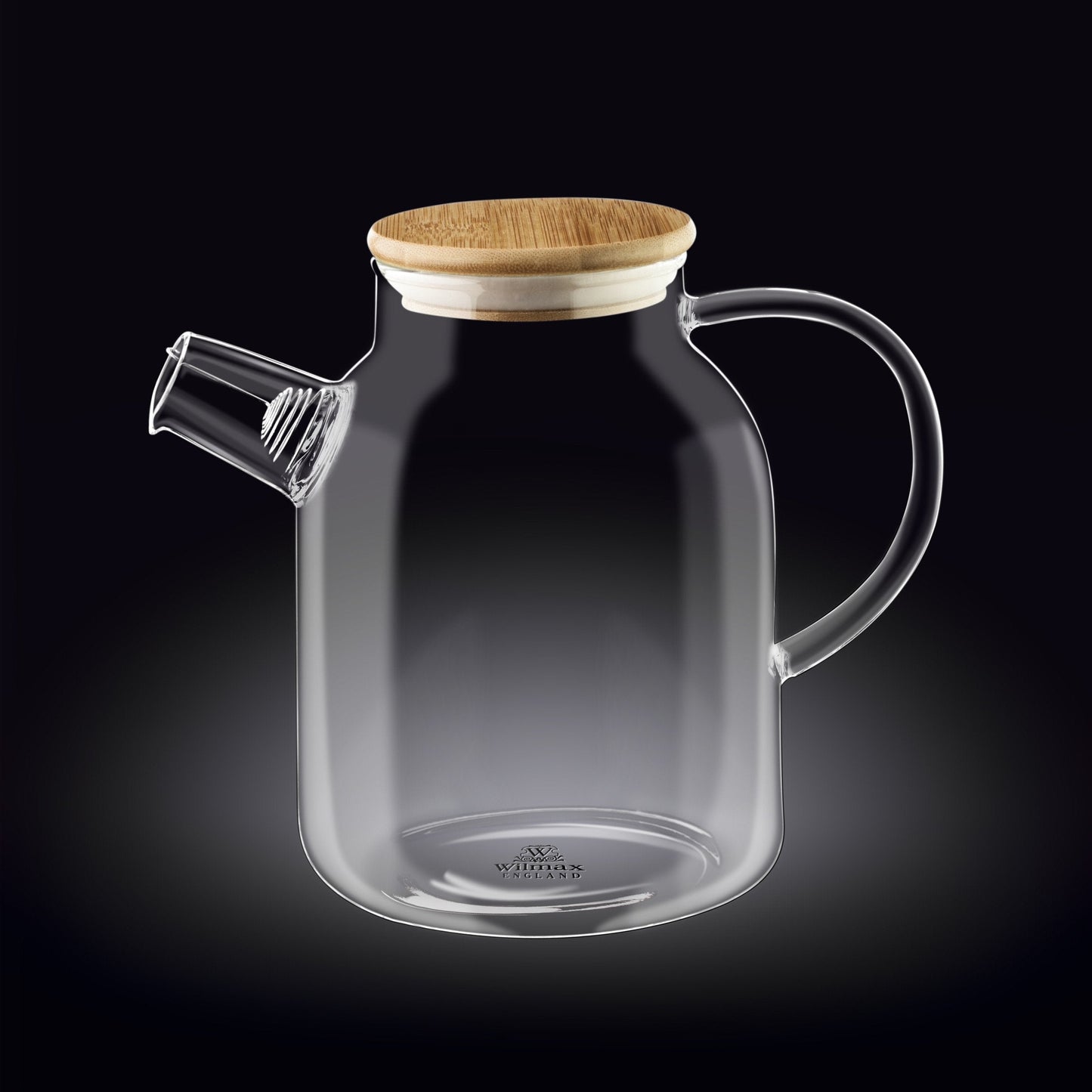 Thermo Glass Teapot 54 Fl Oz | High temperature and shock resistant, featuring eco-friendly bamboo lid and minimalist design.