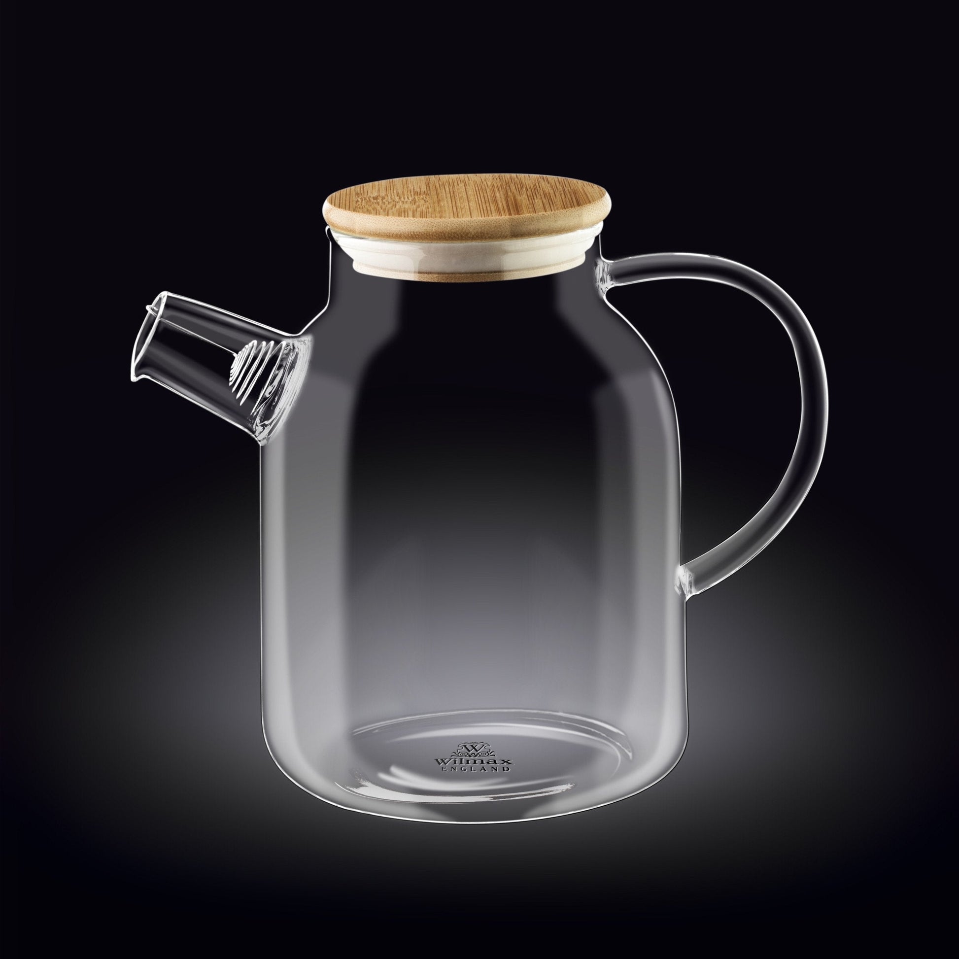 Thermo Glass Teapot 54 Fl Oz | High temperature and shock resistant, featuring eco-friendly bamboo lid and minimalist design.