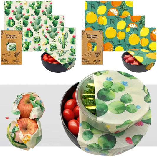 EcoNest 3-Piece Reusable Beeswax Wraps for Eco-Friendly Food Storage