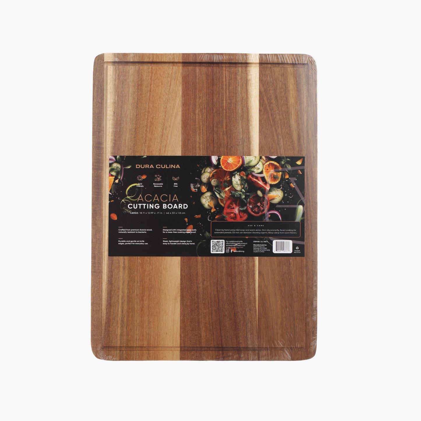 Acacia Wood Cutting Board: Large – (18.11” X 13”) Durable, Eco-Friendly