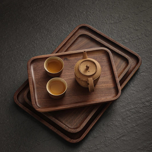 EcoNest Natural Walnut Tray - Japanese Style Wooden Serving Tray