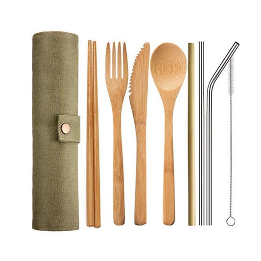 Bamboo Travel Cutlery Set - Eco-Friendly & Reusable Utensils