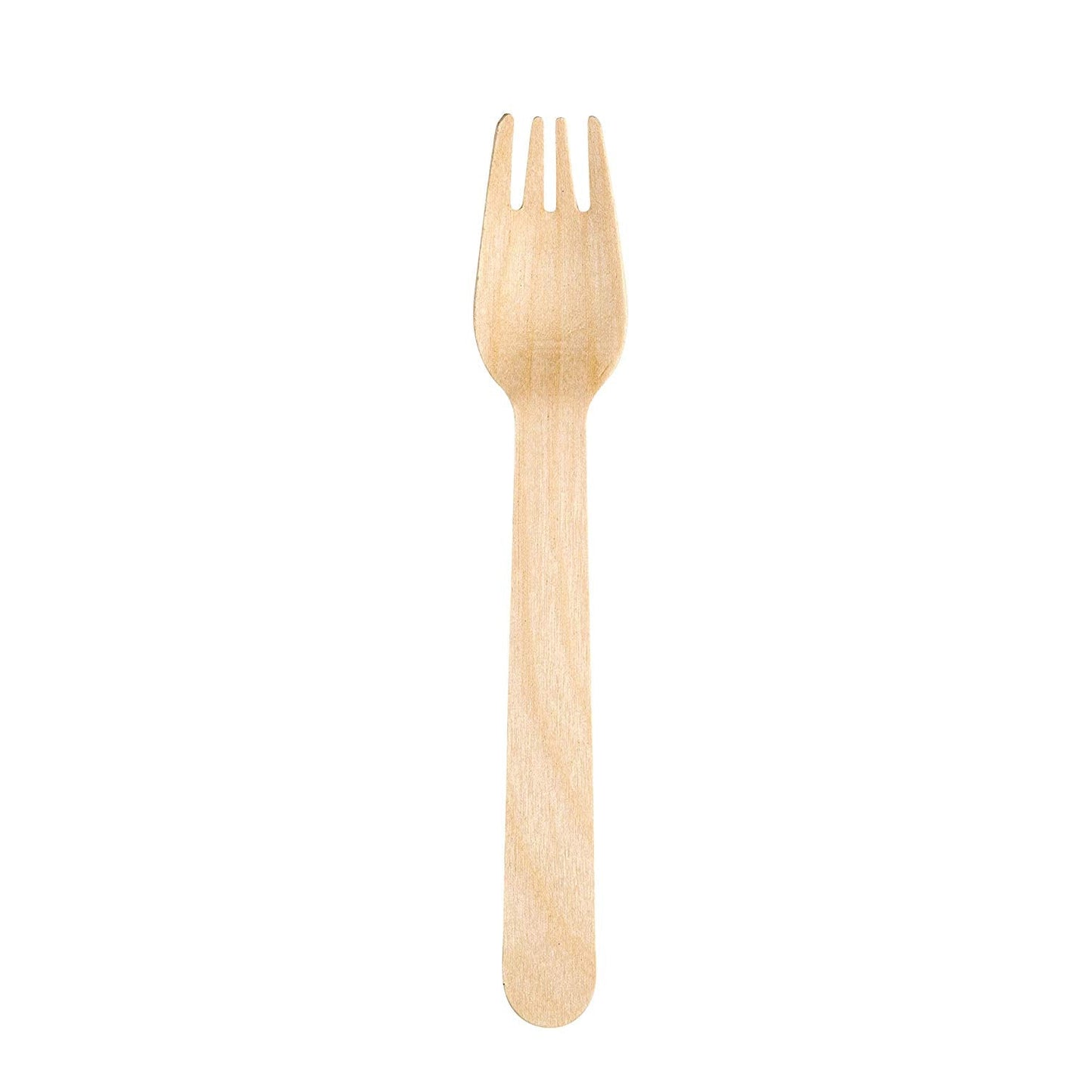 6 Inch Biodegradable Wooden Cutlery Forks. A wonderful alternative to plastic spoons and forks, compostable and made from environmentally friendly and sustainable birchwood.