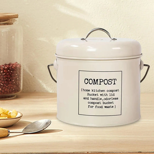 Kesoto Round Eco-Friendly Compost Bin - Odorless Metal Waste Container