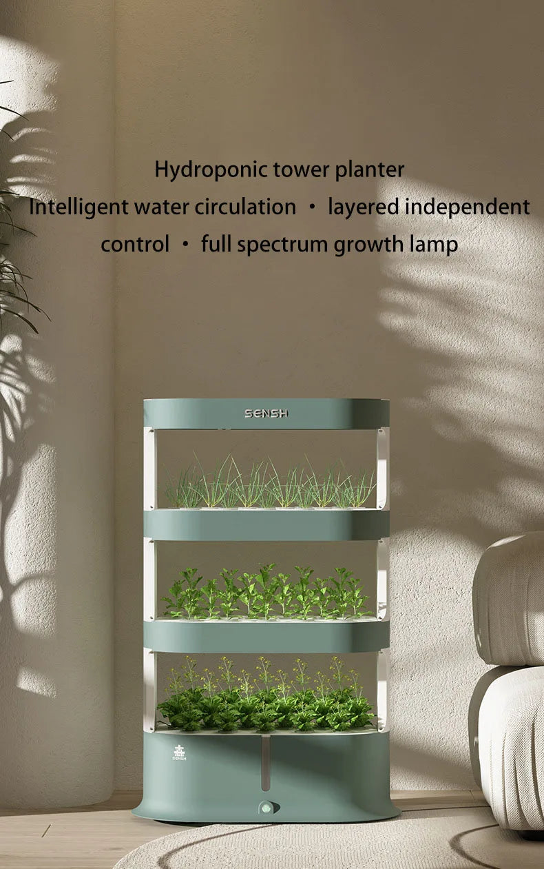 MDNG Multi-Layer Hydroponics Growing System - Smart indoor planter for vegetables, made from durable glass fiber and plastic raw materials.