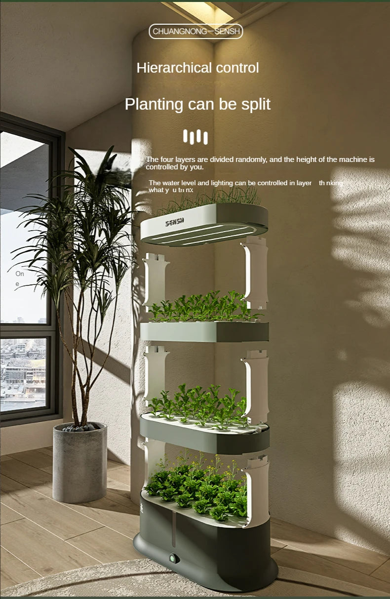 MDNG Multi-Layer Hydroponics Growing System - Smart indoor planter for vegetables, made from durable glass fiber and plastic raw materials.