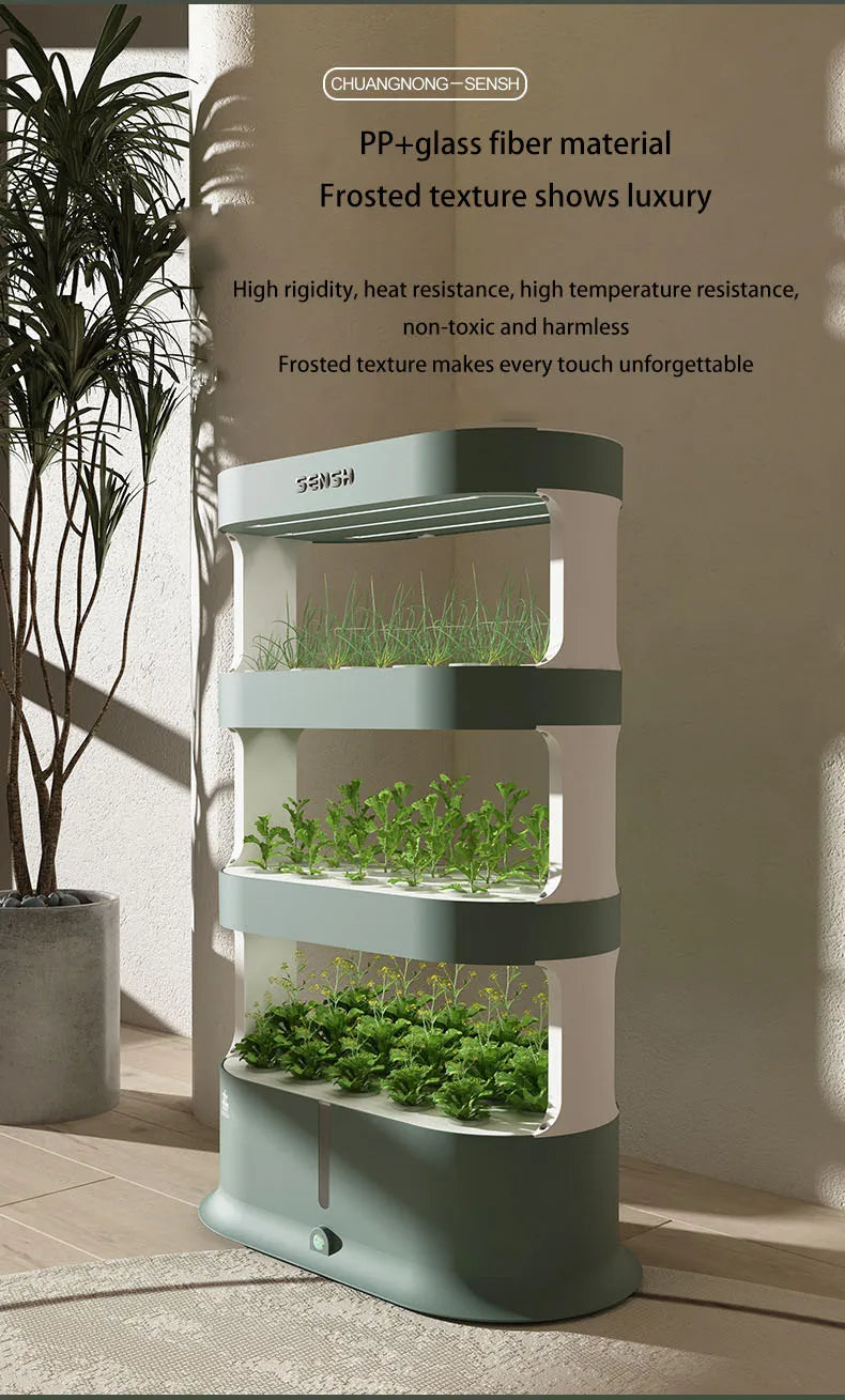 MDNG Multi-Layer Hydroponics Growing System - Smart indoor planter for vegetables, made from durable glass fiber and plastic raw materials.