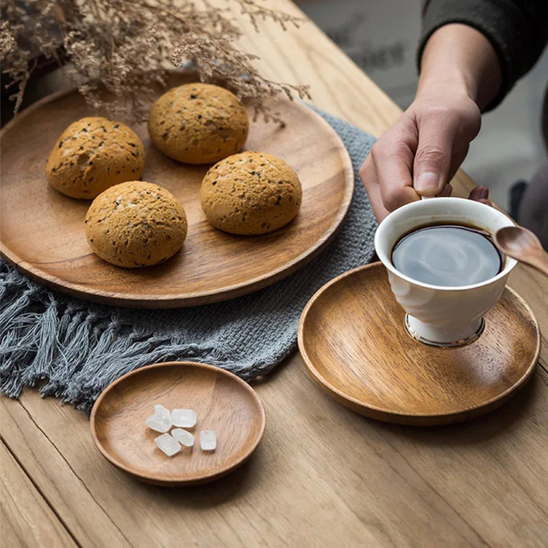 EcoNest Natural Wood Hand-Made Dinner Plates - Unbreakable Tableware