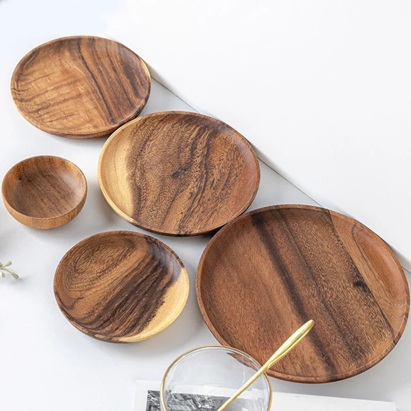 EcoNest Natural Wood Hand-Made Dinner Plates - Unbreakable Tableware