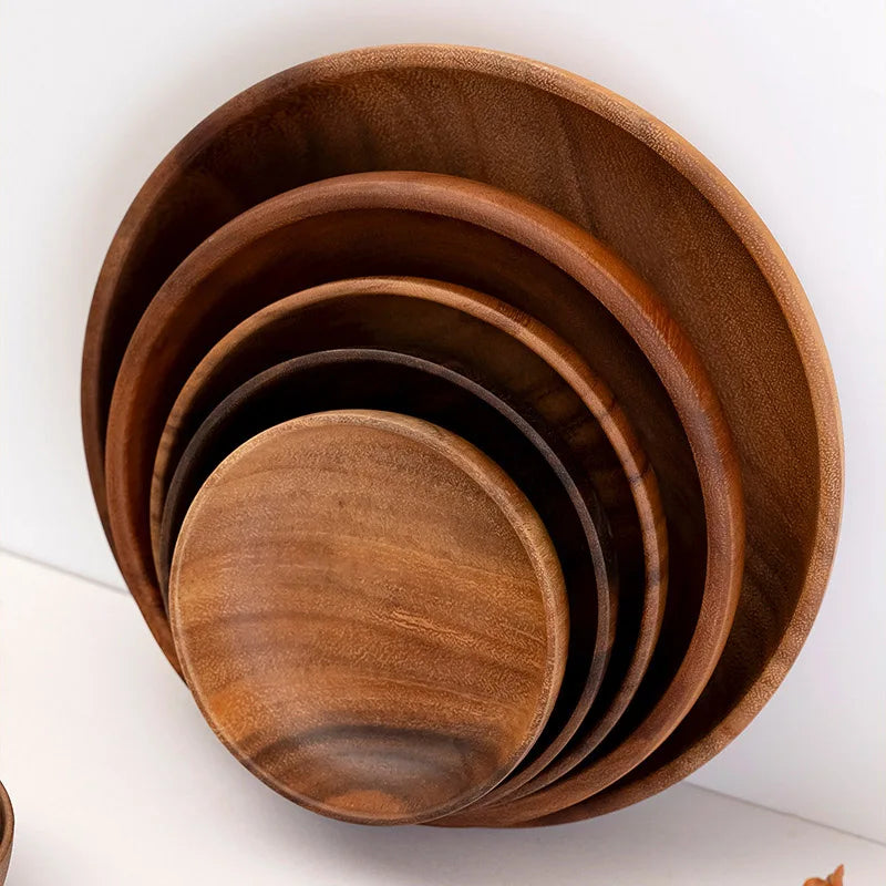 EcoNest Natural Wood Hand-Made Dinner Plates - Unbreakable Tableware