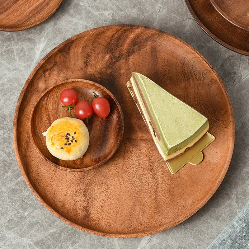 EcoNest Natural Wood Hand-Made Dinner Plates - Unbreakable Tableware