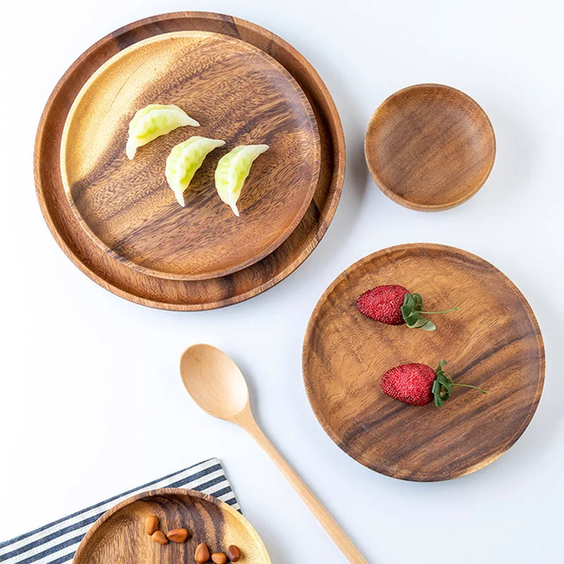 EcoNest Natural Wood Hand-Made Dinner Plates - Unbreakable Tableware