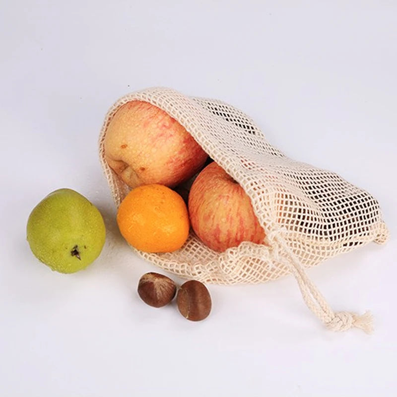 EcoNest Reusable Cotton Mesh Produce Bags for Fruits and Vegetables