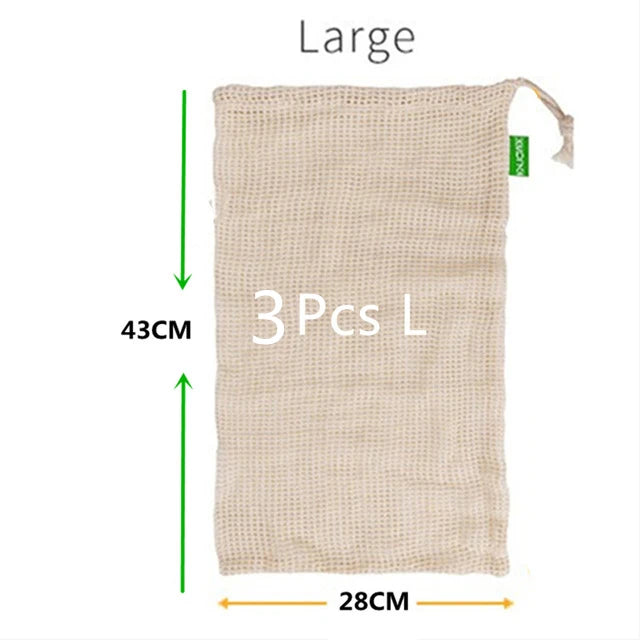 EcoNest Reusable Cotton Mesh Produce Bags for Fruits and Vegetables