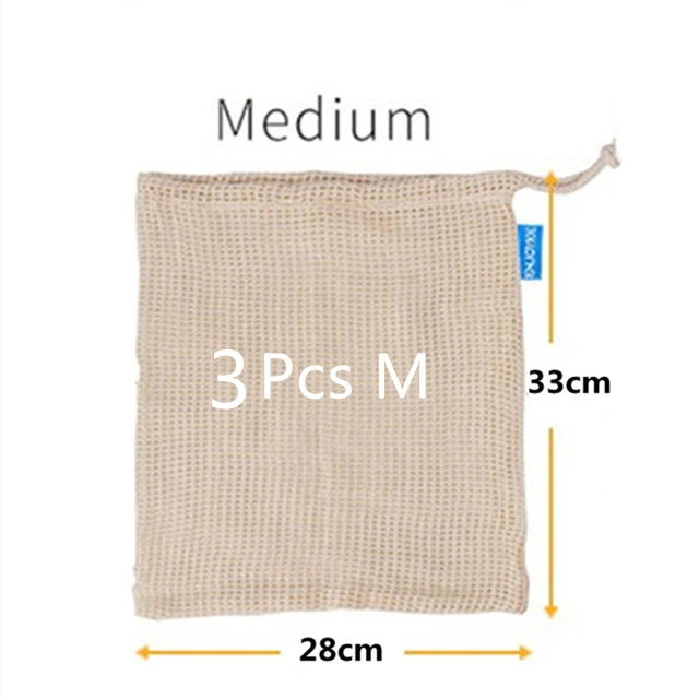 EcoNest Reusable Cotton Mesh Produce Bags for Fruits and Vegetables