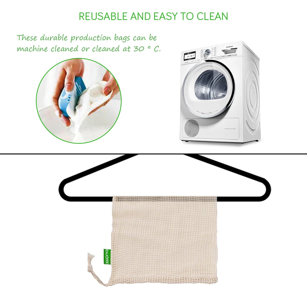 EcoNest Reusable Cotton Mesh Produce Bags for Fruits and Vegetables