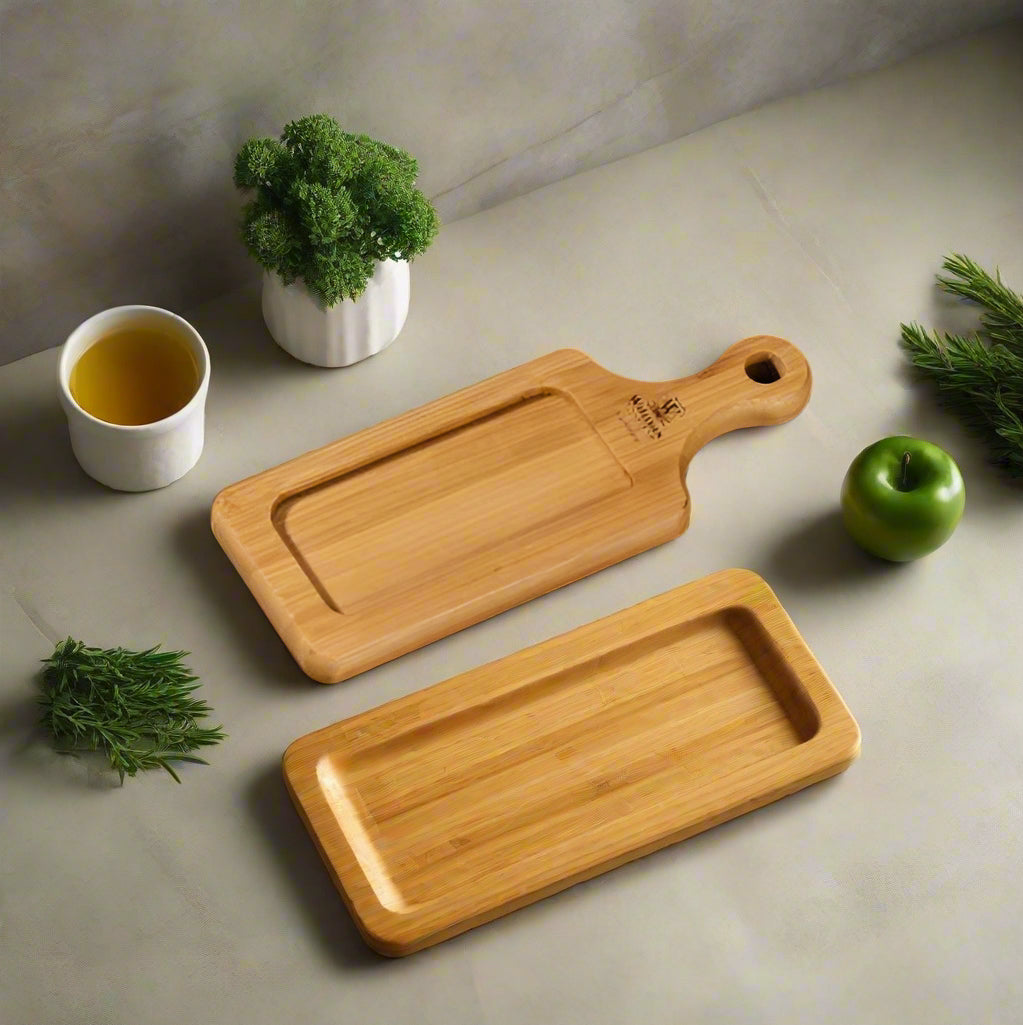 WILMAX bamboo serving trays are all about quality, style and atmosphere They are perfectly sized for serving sides and appetizers, Made of lovely, durable, organic bamboo wood, eco-friendly, beautiful texture, well balanced, heatproof, and waterproof.