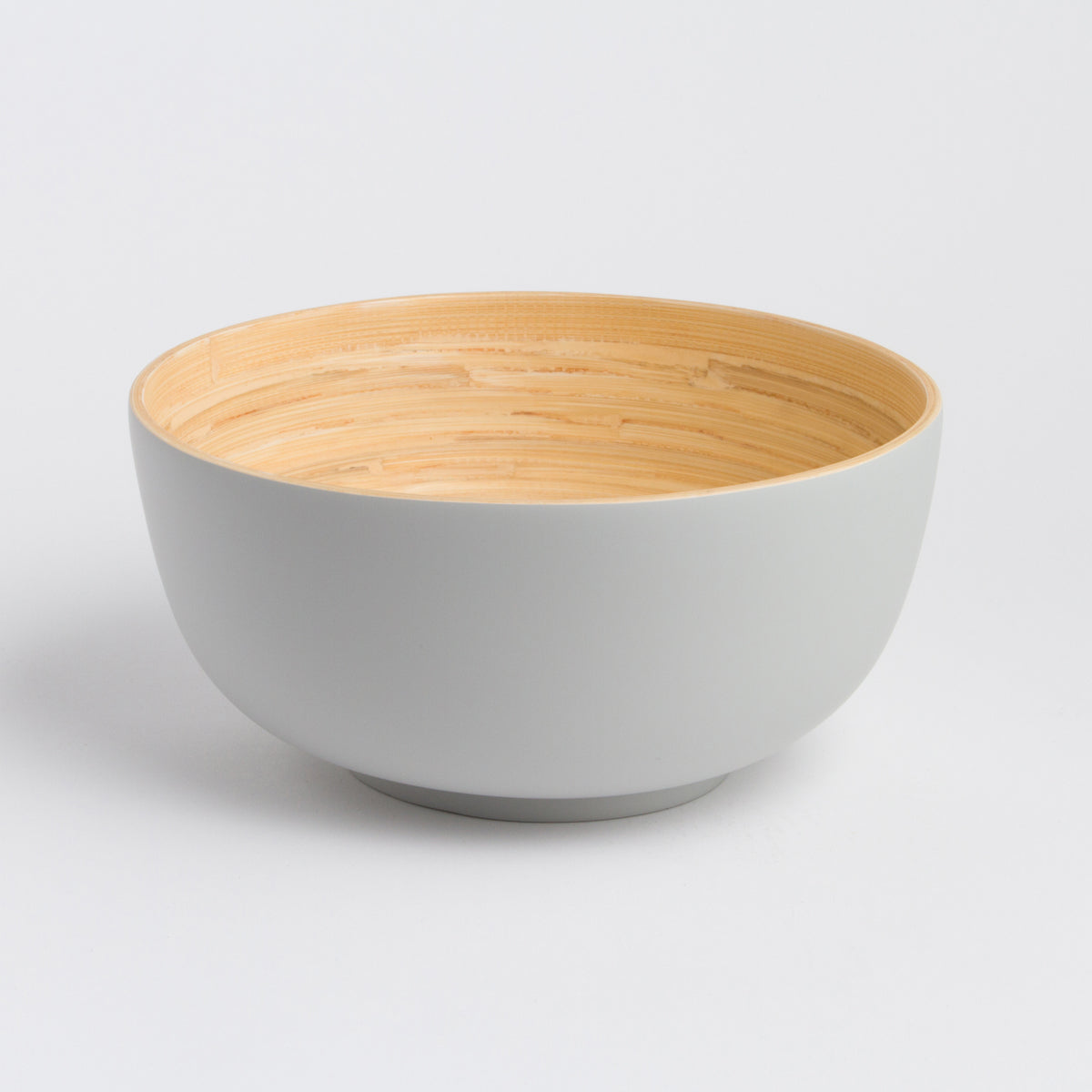 TCHON Bamboo Salad Bowl (Medium) featuring a sleek gray exterior and natural bamboo interior.