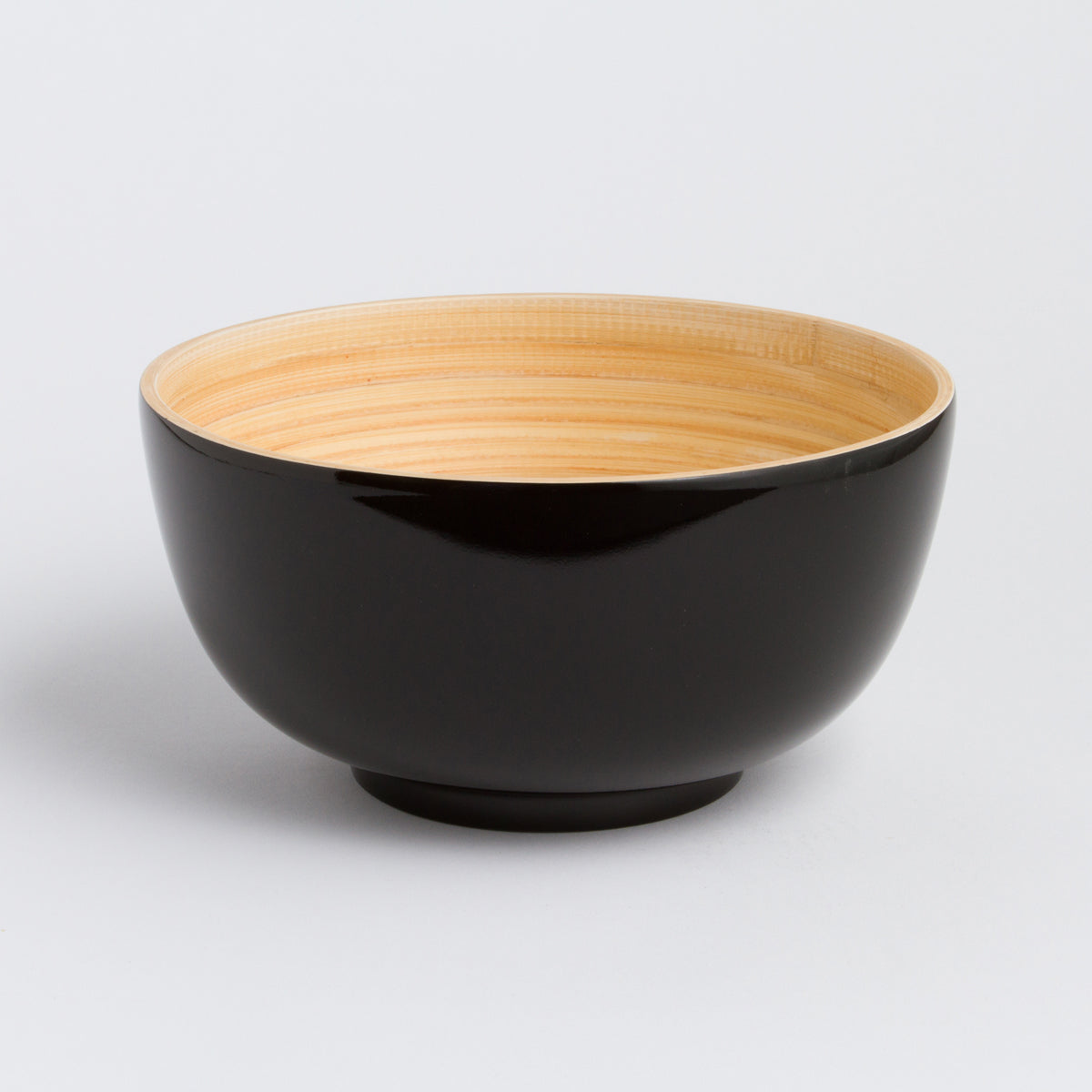 TCHON Bamboo Salad Bowl (Medium) - elegant black exterior and natural bamboo interior for stylish dining.