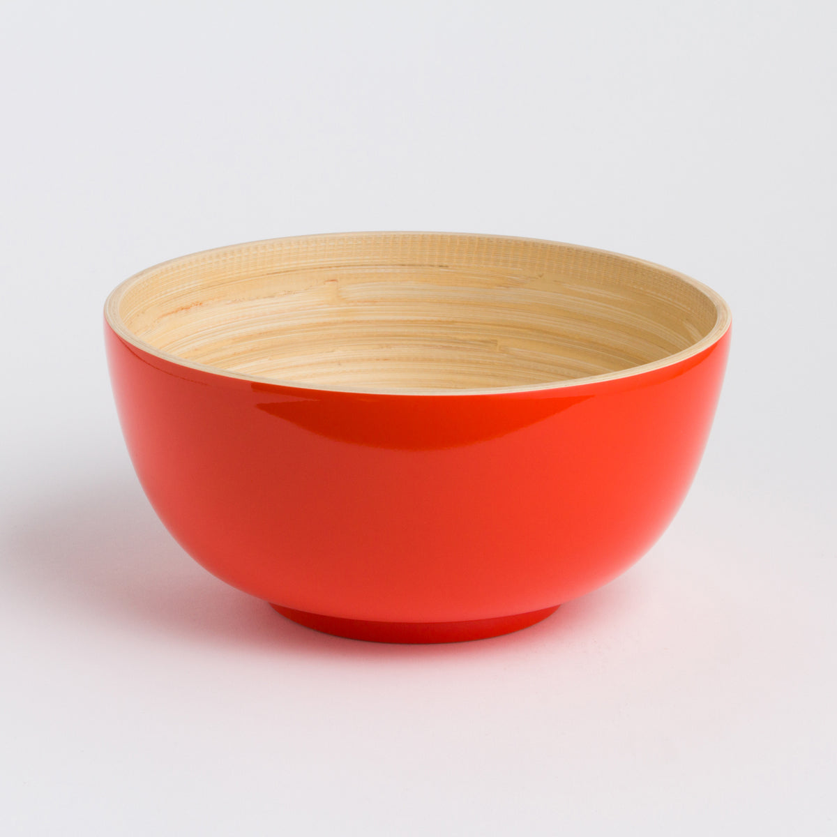 TCHON Bamboo Salad Bowl (Medium) in stylish red exterior, showcasing an elegant design and sustainable bamboo material.
